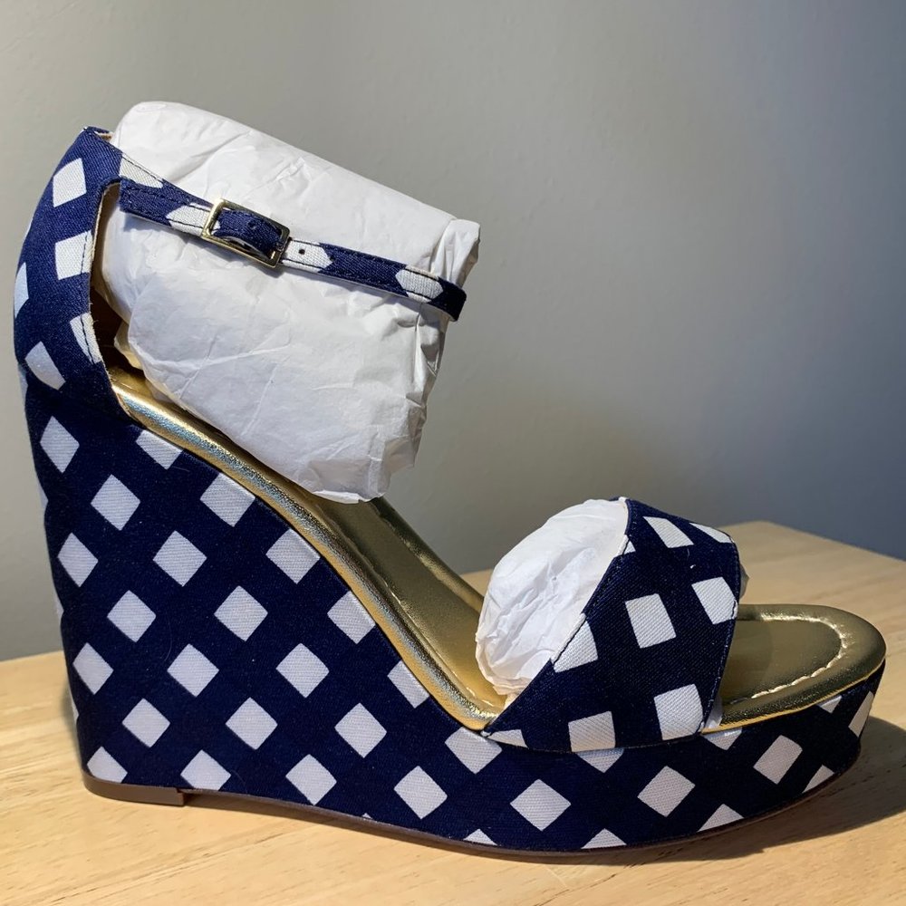 Kate Spade Dabney Platform Sandal in Blue Gingham
